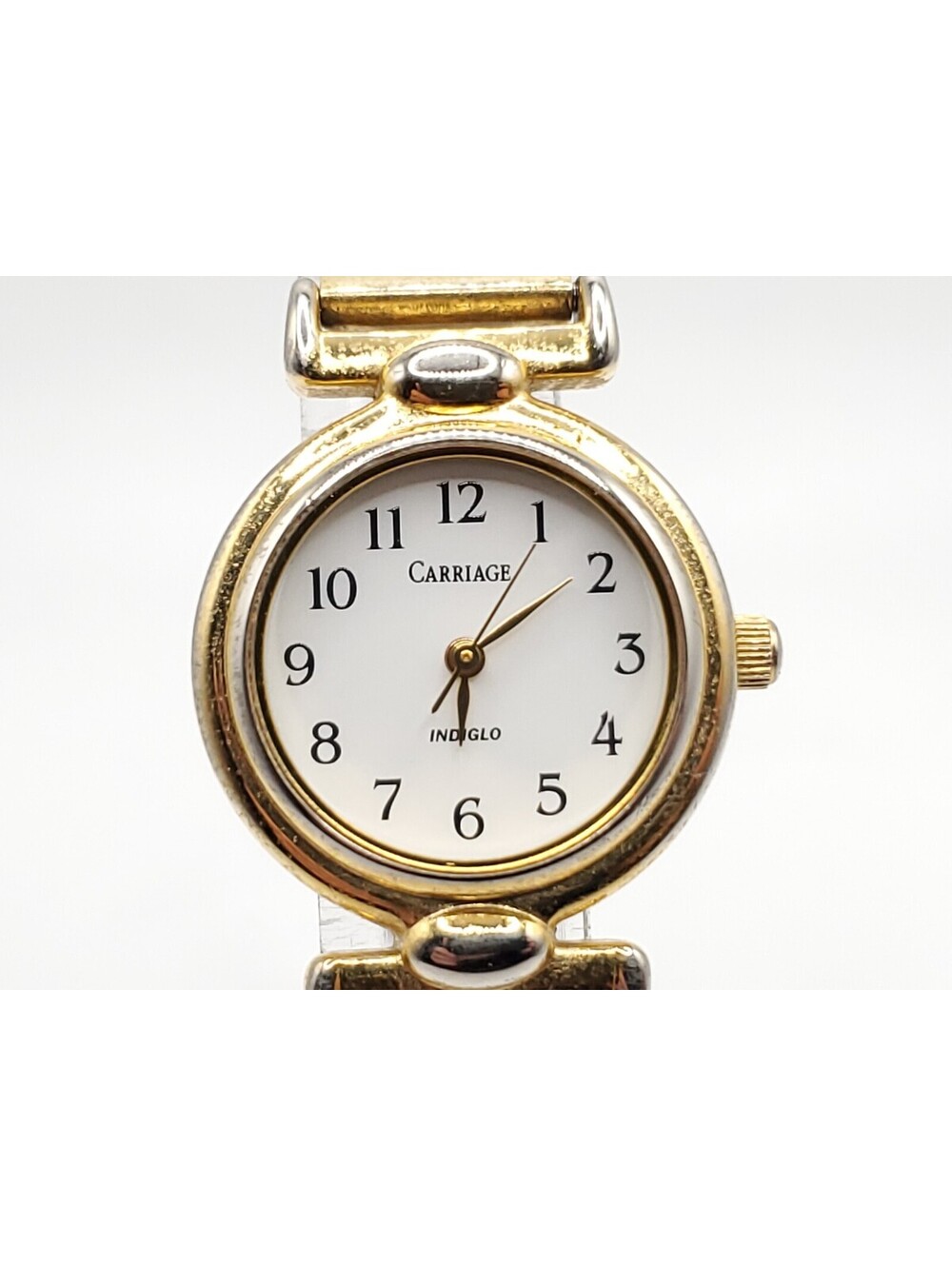 Carriage By Timex Indiglo Womens Watch New Battery Two-Tone White Dial 24mm
